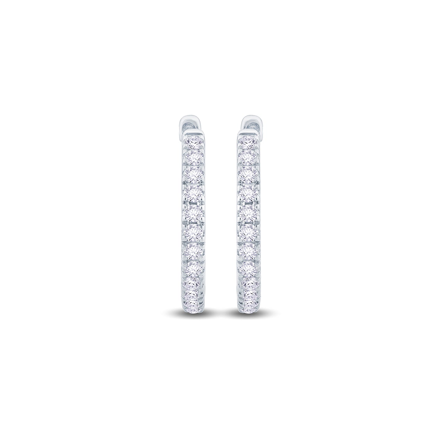 9ct White Gold Diamond Huggie Hoop Earrings, 0.35ct