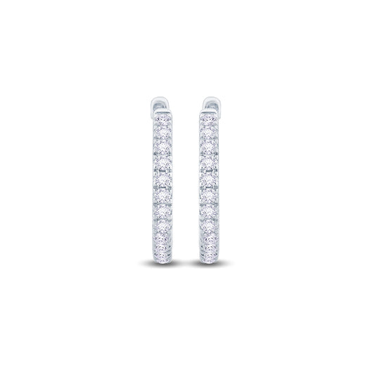 9ct White Gold Diamond Huggie Hoop Earrings, 0.35ct