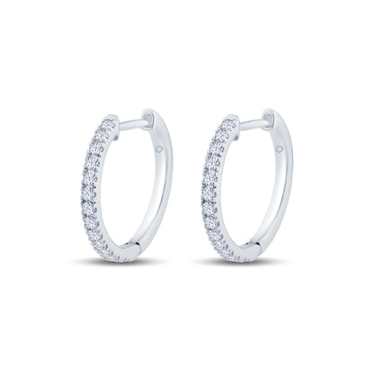 9ct White Gold Diamond Huggie Hoop Earrings, 0.35ct