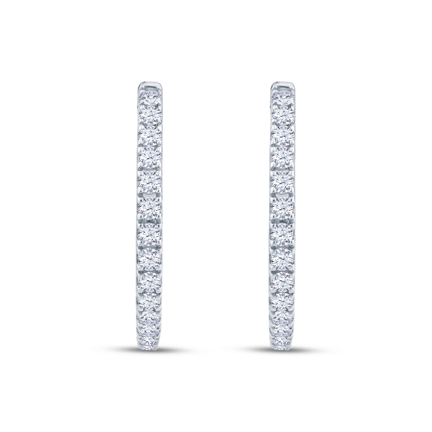 9ct White Gold Diamond Hoop Earrings, 0.76ct