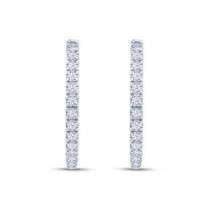 9ct White Gold Diamond Hoop Earrings, 0.76ct