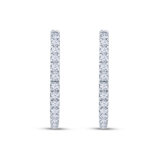 9ct White Gold Diamond Hoop Earrings, 0.76ct