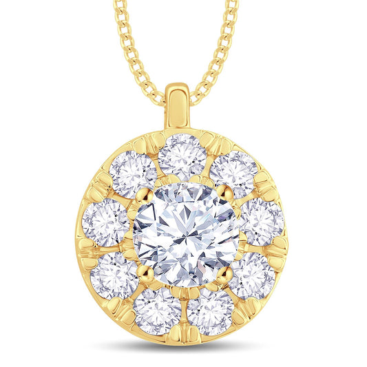 18ct Yellow Gold 0.25ct Diamond Halo Necklace