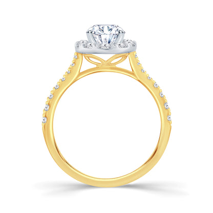 18ct Yellow Gold Brilliant Round, Halo & Shoulder Set Diamond Ring, 0.80ct