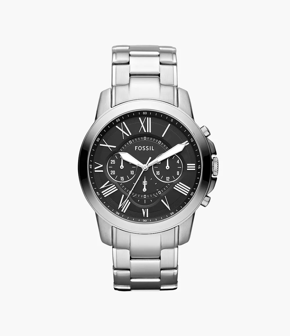 Fossil 44mm Grant Chronograph Stainless Steel Watch
