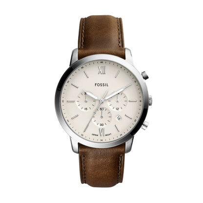 Fossil 44mm Neutra Chronograph Brown Leather Strap Watch