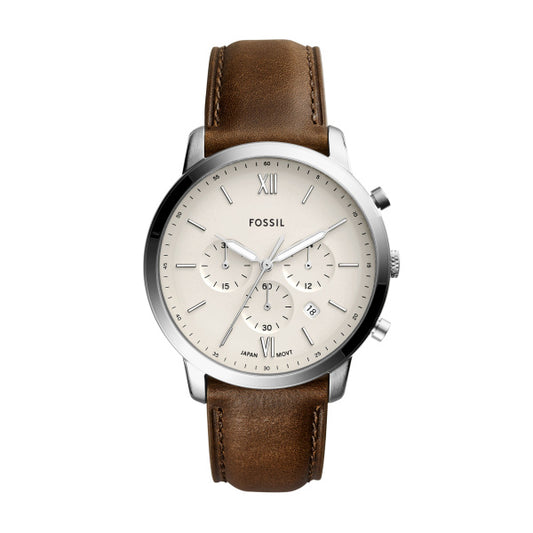 Fossil 44mm Neutra Chronograph Brown Leather Strap Watch