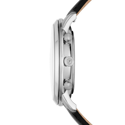 Fossil 44mm Neutra Chronograph Black Leather Strap Watch