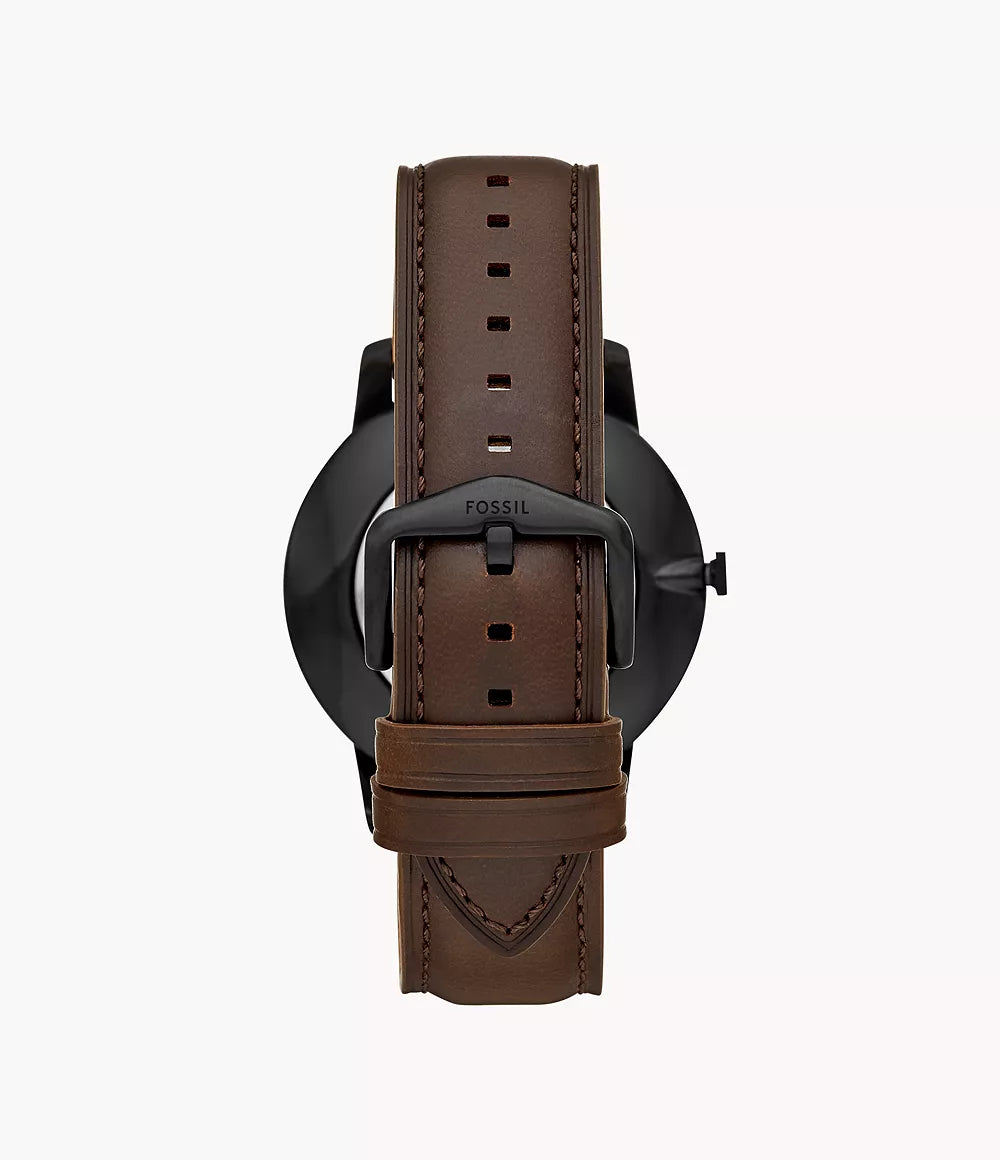Fossil 44mm Minimalist Three-Hand Brown Leather Watch