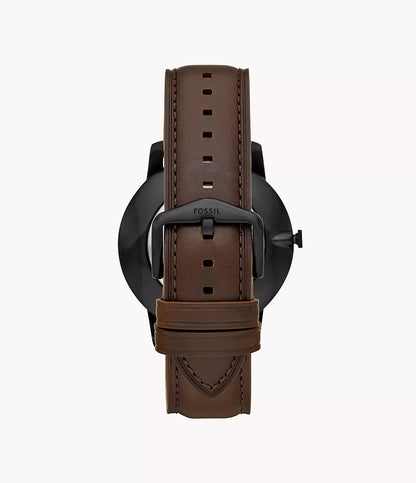 Fossil 44mm Minimalist Three-Hand Brown Leather Watch