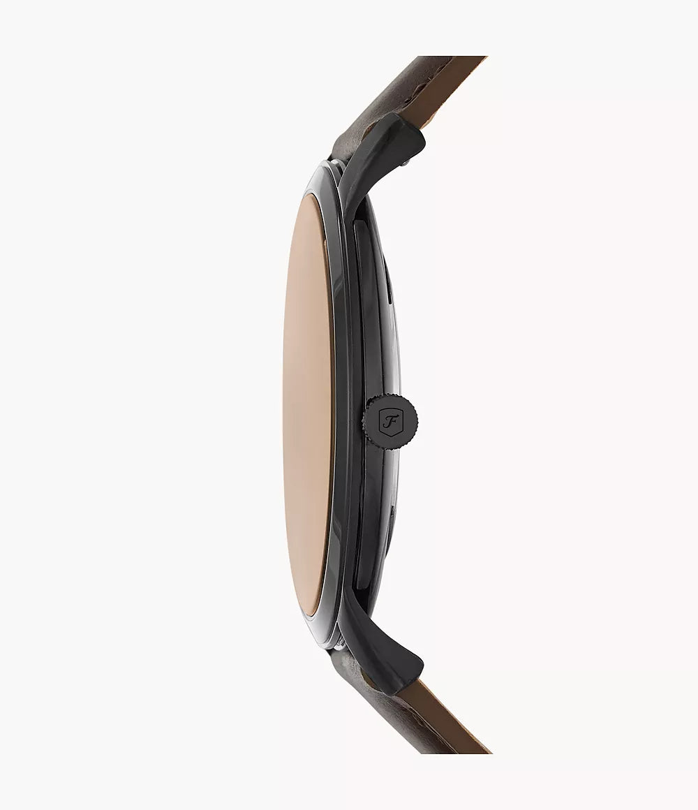 Fossil 44mm Minimalist Three-Hand Brown Leather Watch