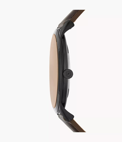 Fossil 44mm Minimalist Three-Hand Brown Leather Watch