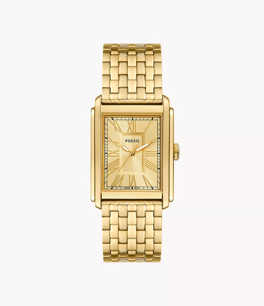 Fossil 30mm Carraway Three-Hand Gold Tone Stainless Steel Watch