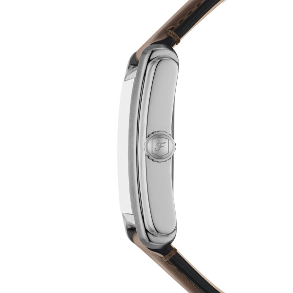 Fossil 30mm Carraway Three-Hand White Dial Brown Croco Leather Strap Watch