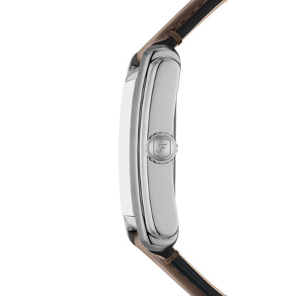 Fossil 30mm Carraway Three-Hand White Dial Brown Croco Leather Strap Watch