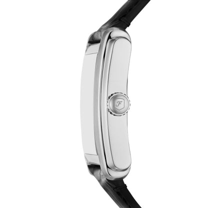 Fossil 30mm Carraway Three-Hand Black Croco Leather Strap Watch