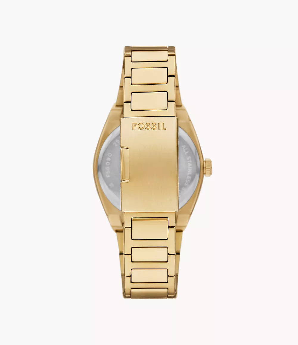 Fossil 42mm Everett Three-Hand Date Gold Tone Stainless Steel Watch
