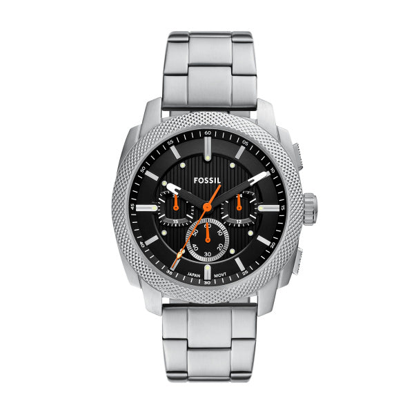 Fossil 44mm Machine Chronograph Black Dial Stainless Steel Watch