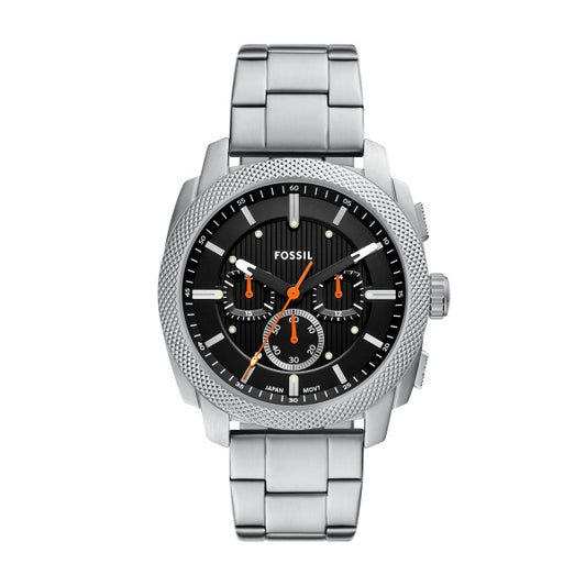 Fossil 44mm Machine Chronograph Black Dial Stainless Steel Watch
