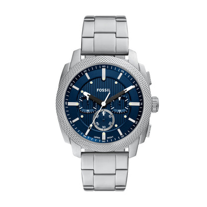 Fossil 44mm Machine Chronograph Blue Dial Stainless Steel Watch