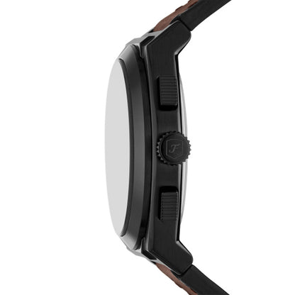 Fossil 44mm Everett Chronograph Brown Leather Watch