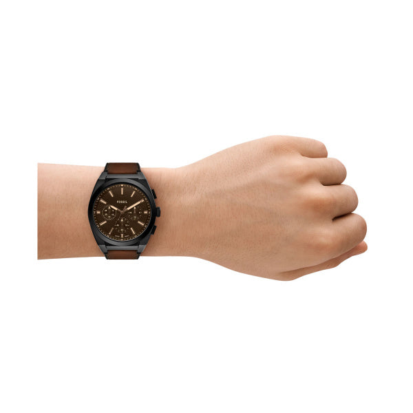 Fossil 44mm Everett Chronograph Brown Leather Watch