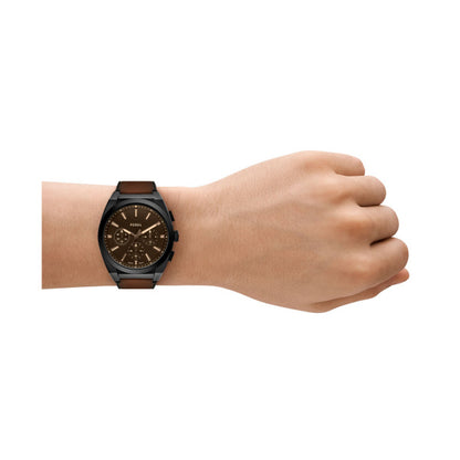 Fossil 44mm Everett Chronograph Brown Leather Watch