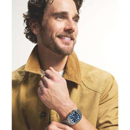 Fossil 42mm Crosby Three-Hand Date Blue Dial Stainless Steel Watch