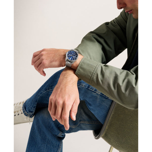 Fossil 42mm Pearson Multifunction Blue Dial Stainless Steel Watch