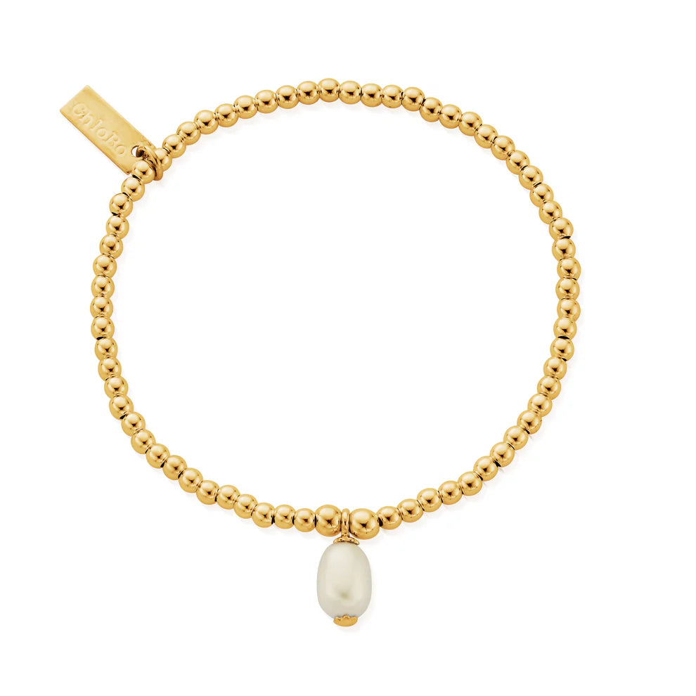 ChloBo Gold Plated Cute Charm Pearl Drop Bracelet