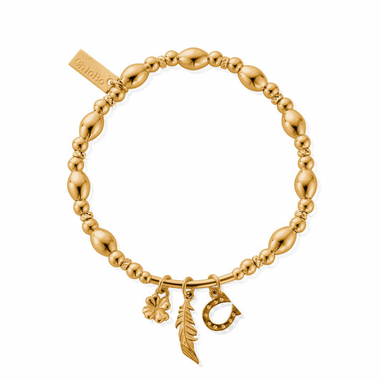 ChloBo Yellow Gold Plated Luck & Courage Charm Bracelet