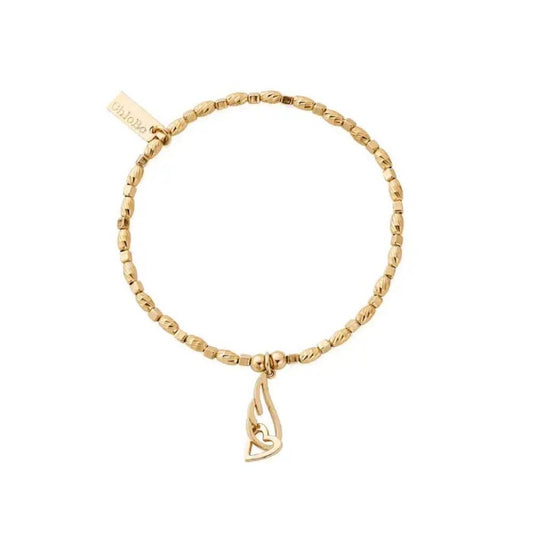 ChloBo 18ct Yellow Gold Plated Heart and Angel Wing Interlocking Bracelet