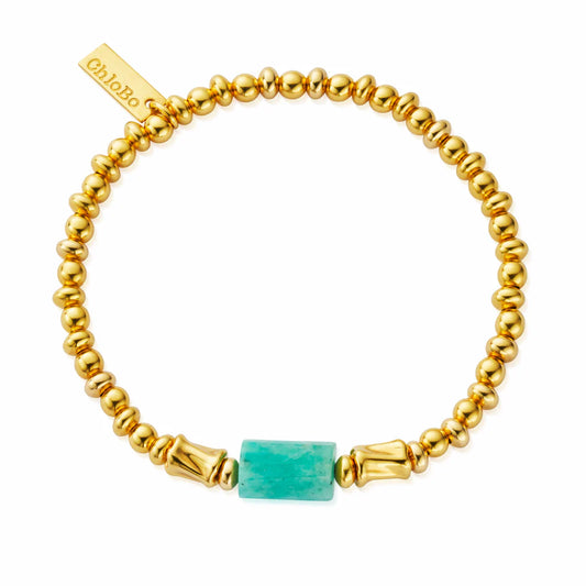 ChloBo Yellow Gold Plated Balance Spirit Amazonite Stone Bracelet