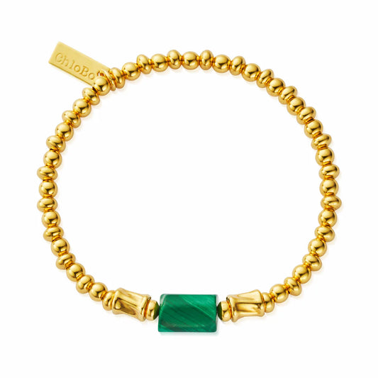 ChloBo Yellow Gold Plated Protection Spirit Malachite Stone Bracelet
