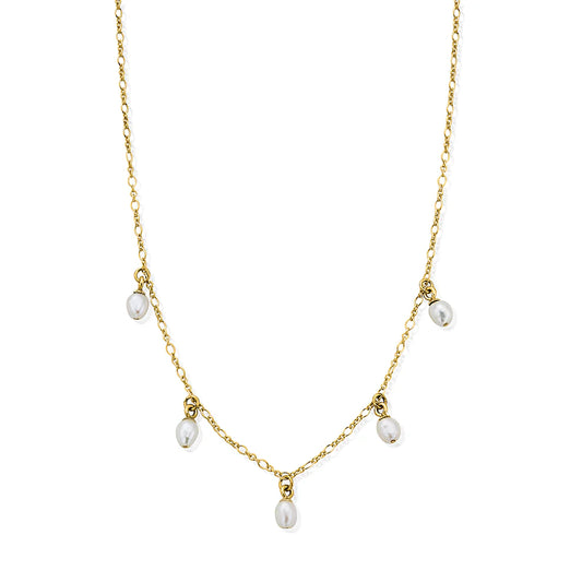 ChloBo Gold Plated Freshwater Pearl Drop Necklace