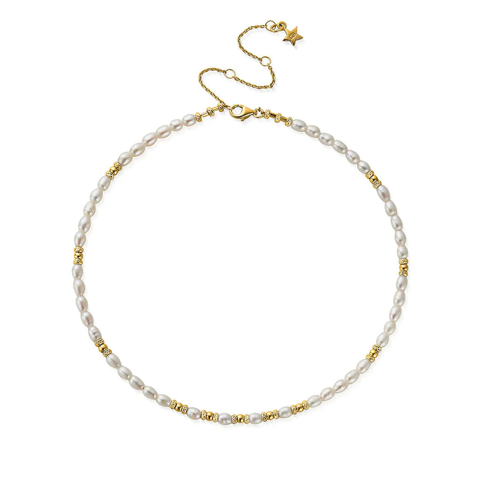 ChloBo Yellow Gold Plated Pearl Choker Necklace