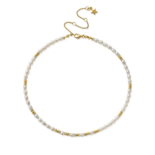 ChloBo Yellow Gold Plated Pearl Choker Necklace