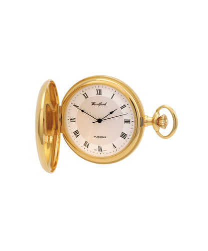 Woodford 50mm Gold Plated Full Hunter Mechanical Pocket Watch