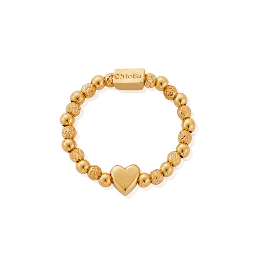 ChloBo Yellow Gold Plated Inset Heart Ring - Size Medium