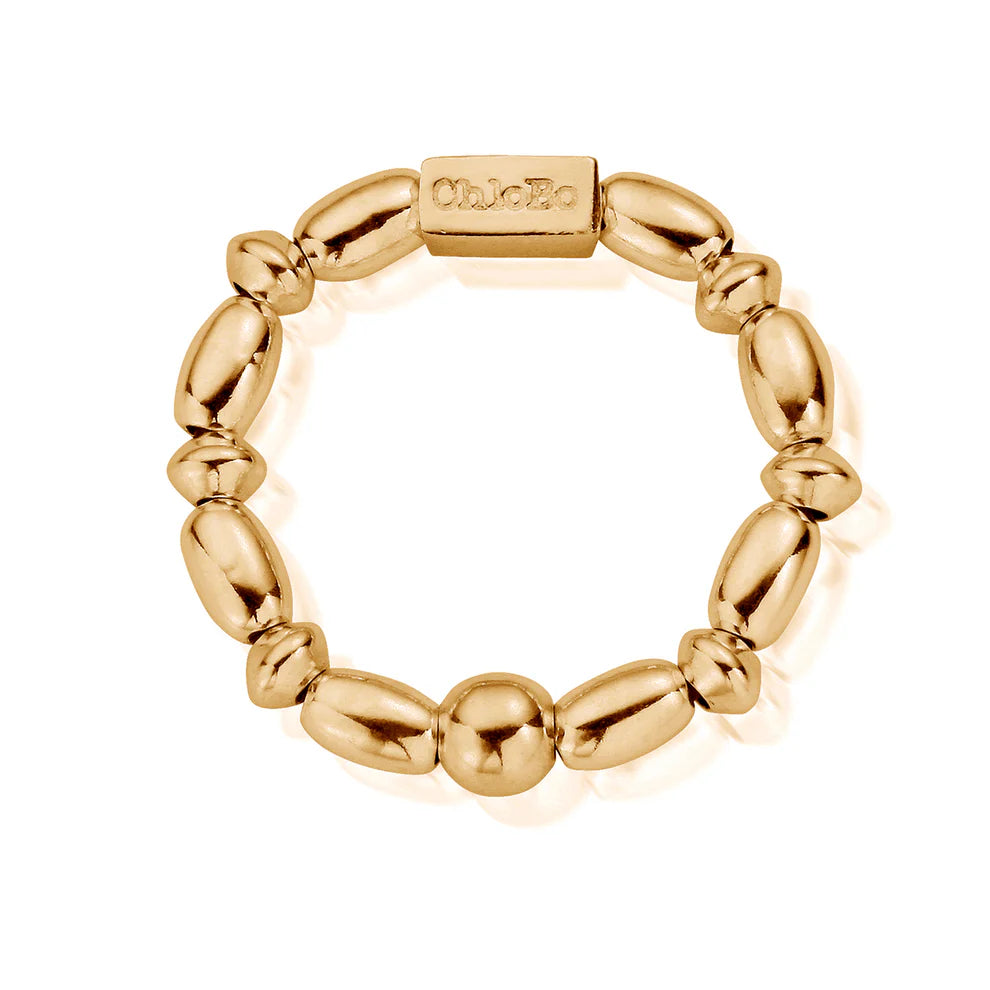 ChloBo Yellow Gold Plated Mini Rice Ring - Size Medium