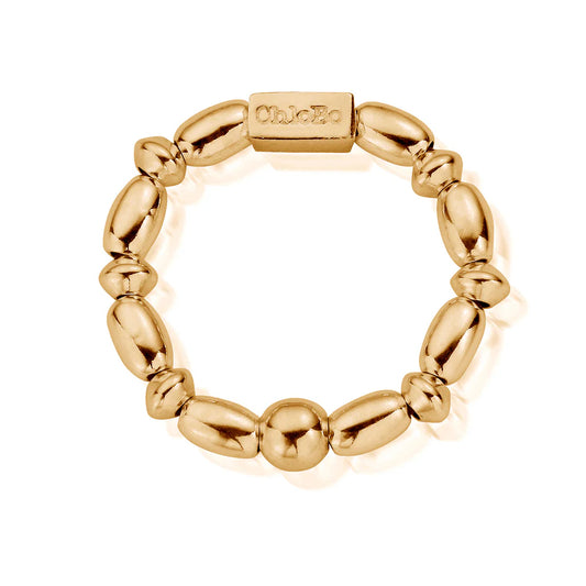 ChloBo Yellow Gold Plated Mini Rice Ring - Size Medium