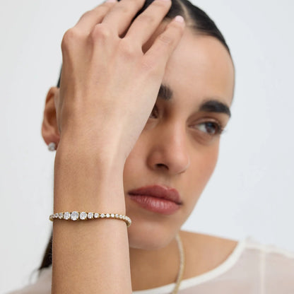 D.LOUISE Yellow Gold Plate Bezel Set CZ Graduated Luxe Tennis Bracelet