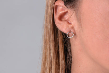 Georgini Sterling Silver CZ Circle of Life Stud Earrings