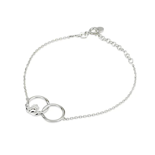 Sterling Silver Claddagh Interlocking Circle Bracelet