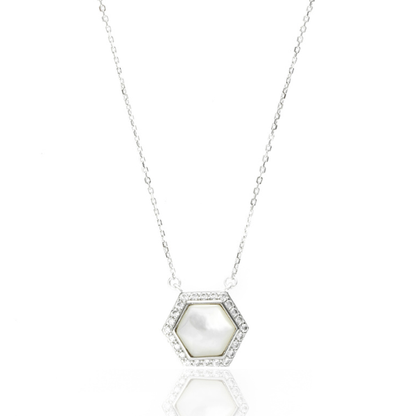 Georgini Sterling Silver Mother of Pearl Hexagon Necklace