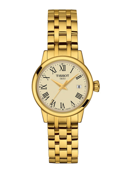 Tissot 28mm Classic Dream Yellow Gold Tone Ladies Bracelet Watch