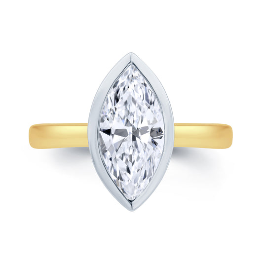 Laboratory Grown Diamond Marquise Rub Over Diamond 18ct Yellow Gold Band 1.58ct