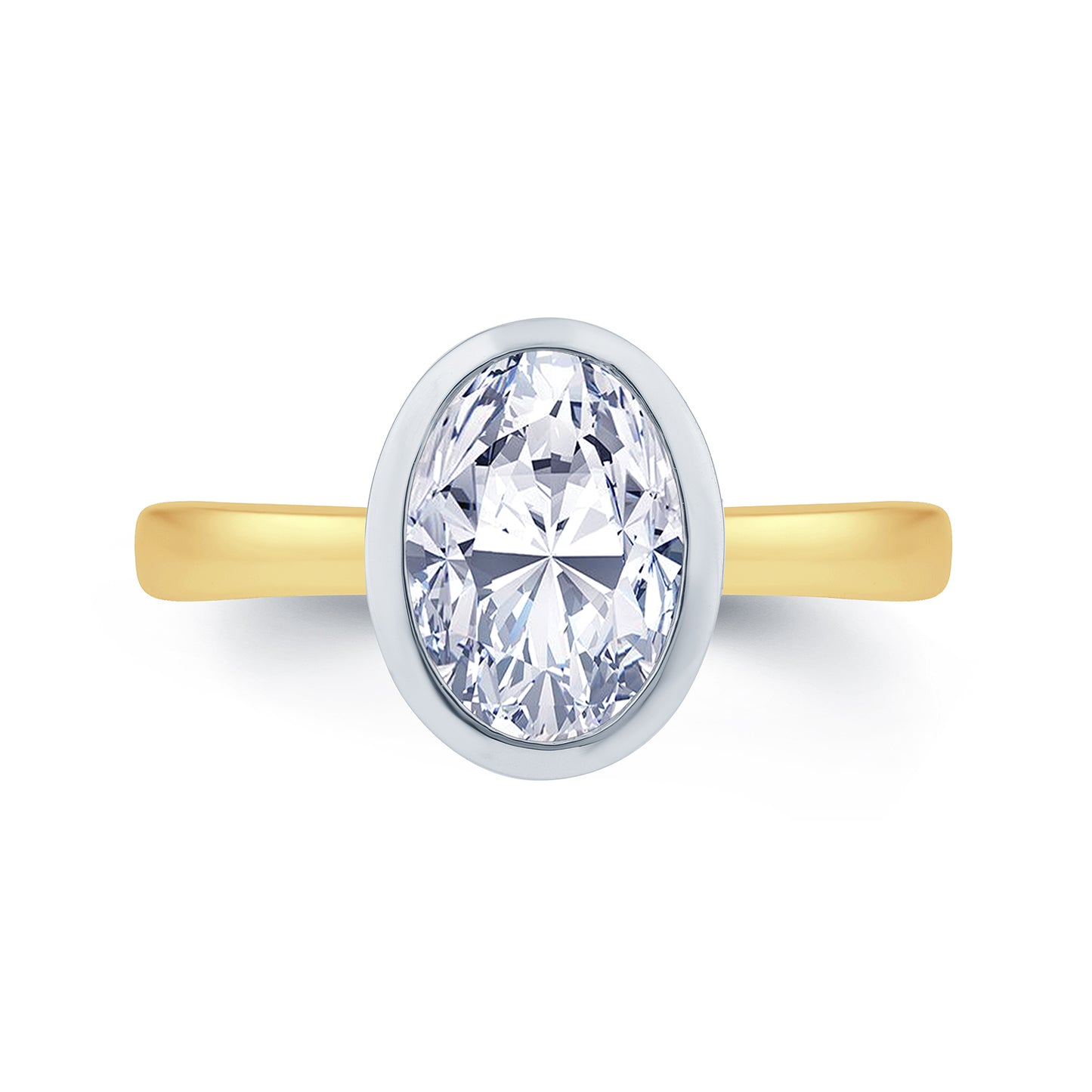 Laboratory Grown Diamond Oval Rub Over Diamond 18ct Yellow Gold Band 2.12ct