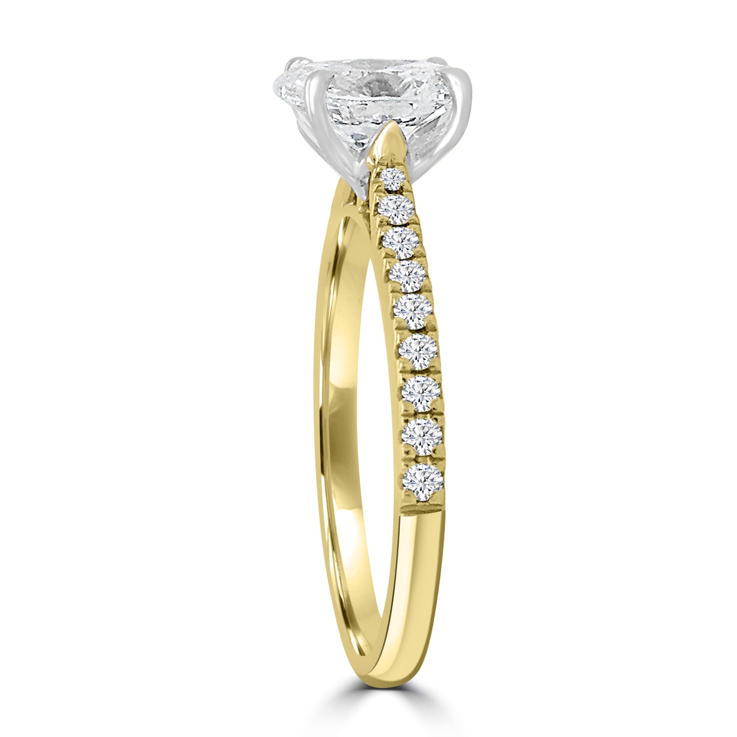 Laboratory Grown, Oval & Shoulder Setting Diamonds, 18ct Yellow Gold Band, 1.29ct