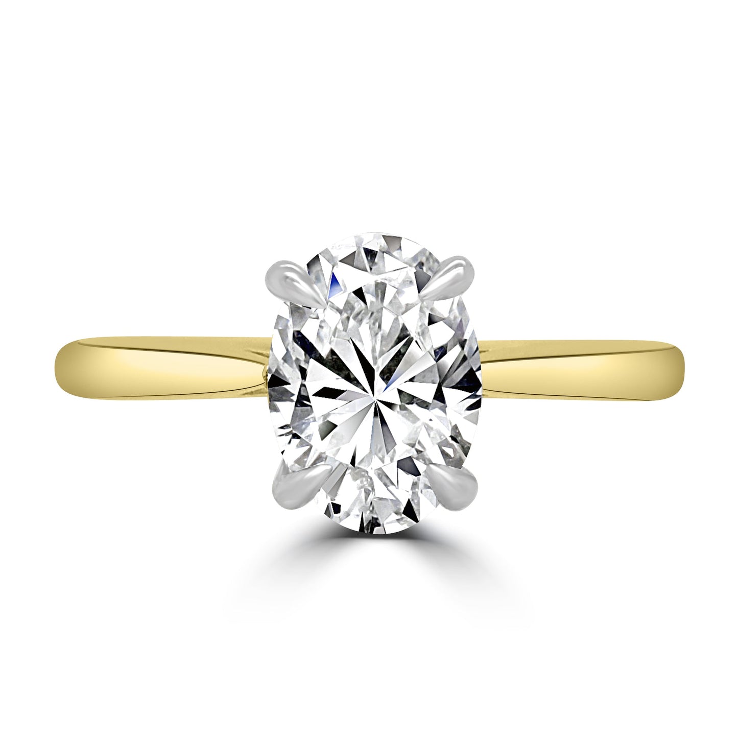 Laboratory Grown, Oval Solitaire & Diamond Detailed, 18ct Yellow Gold Diamond Ring, 2.10ct